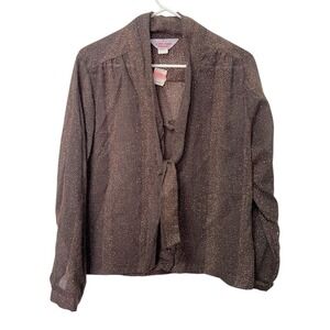 *Vintage NEW JC Penny Long Time Friend Wool‎ Blend Brown Blouse Lightweight